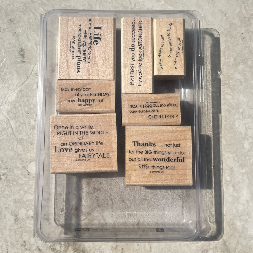 Stampin Up! wooden stamp set, Full of Life, 7pc set